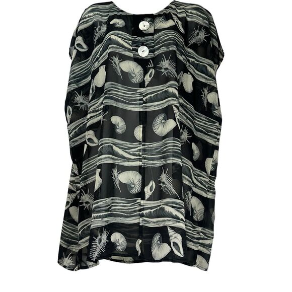 collezioni seashell sheer open front button blouse - Picture 1 of 7